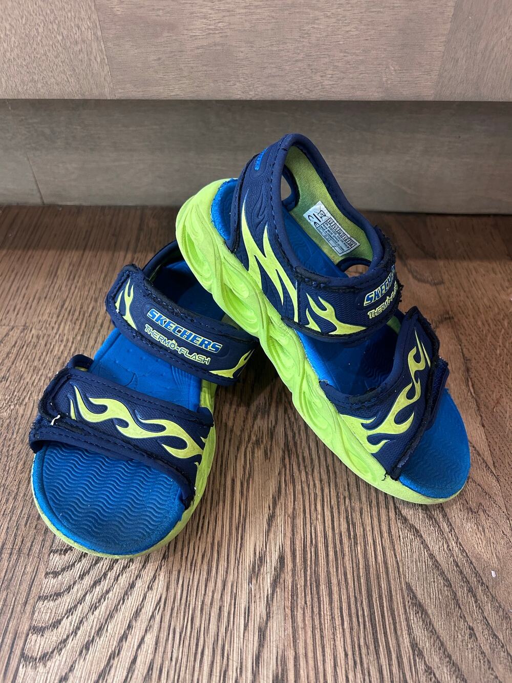 Skechers Boy S Thermo Splash Sandal Toddler Sz 12 Water Friendly Blue Lime